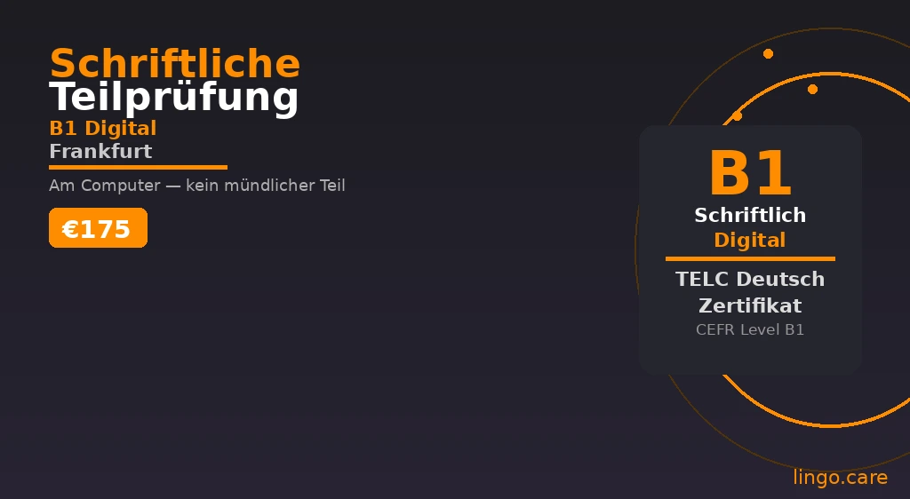 TELC B1 written exam digital test in Frankfurt for healthcare workers