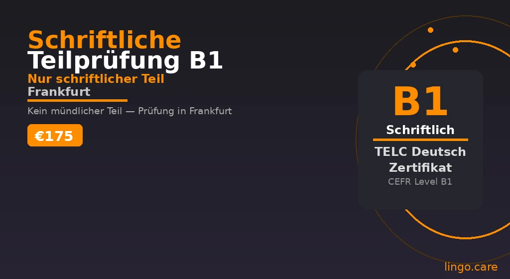 TELC B1 written exam preparation materials for Frankfurt language school