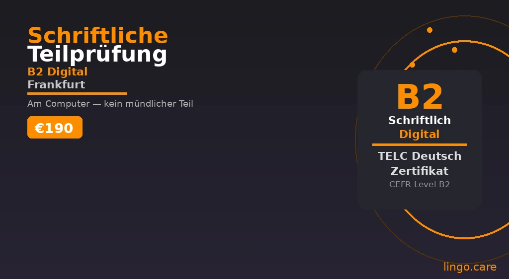 TELC B2 written exam digital test in Frankfurt language school