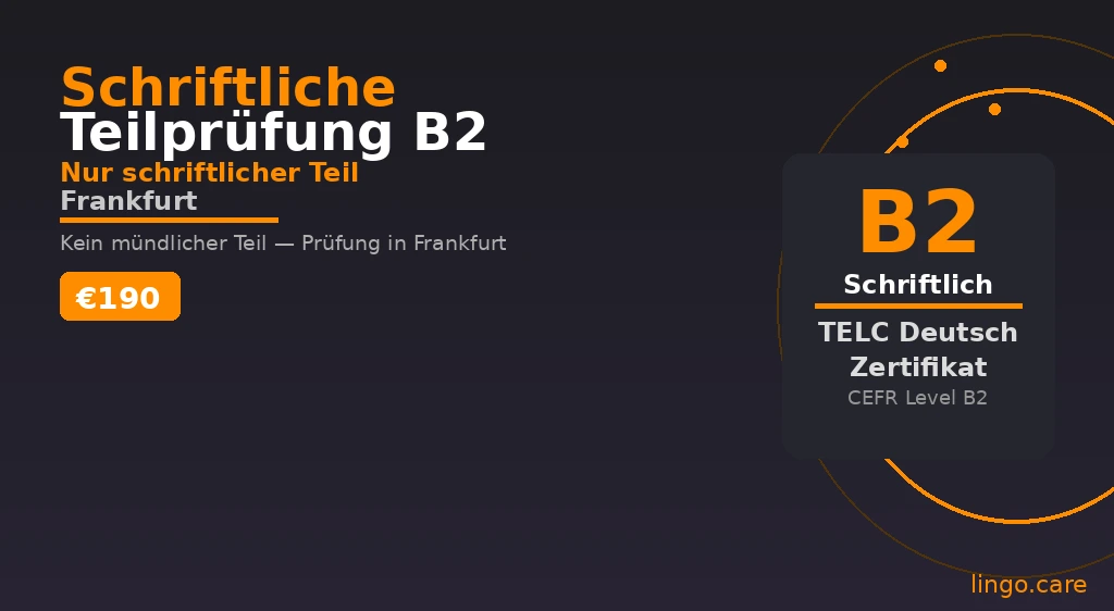 TELC B2 written exam materials for healthcare professionals in Frankfurt