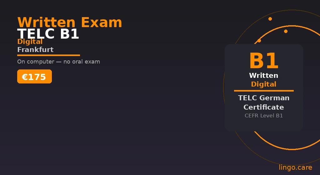 TELC B1 digital written exam session in Frankfurt for healthcare professionals