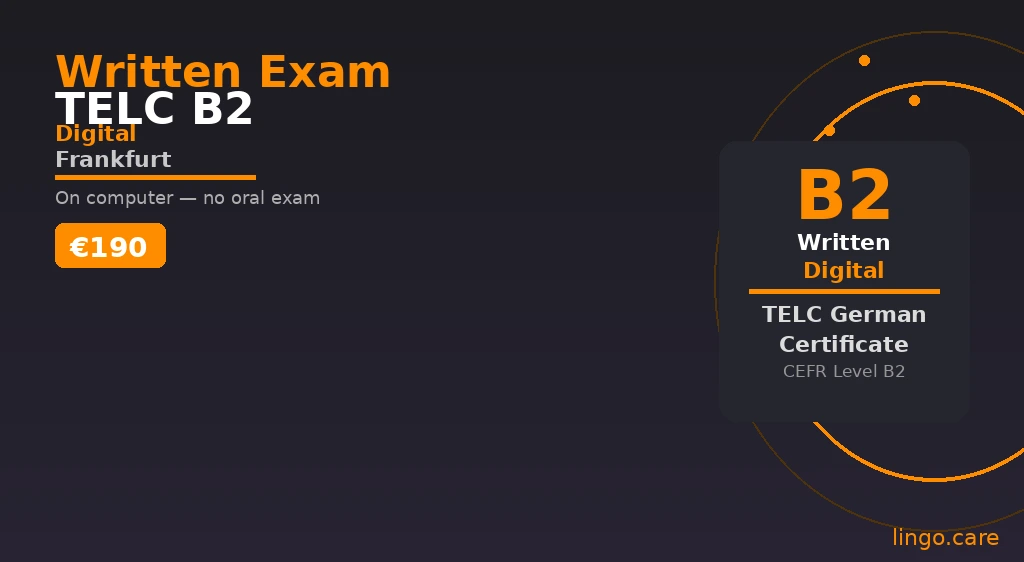 TELC B2 digital written exam session in Frankfurt for healthcare professionals